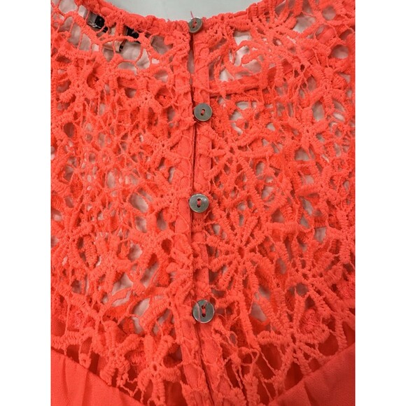 A.PEACH Top Crochet Sleeveless Flowy Peasant Boho Festival Coral Oversize Tank M - Picture 6 of 9